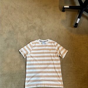 adidas Tan and White Striped Kids Tee